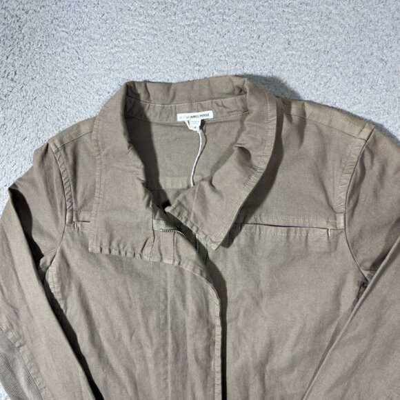 NWT JAMES PERSE Women Sz 4 Green Cotton Cropped Skinny Moto Zip Jacket $325 - Picture 2 of 10